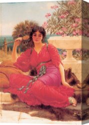 Oil Canvas Paintings - Flabellifera [oil Study] by John William Godward